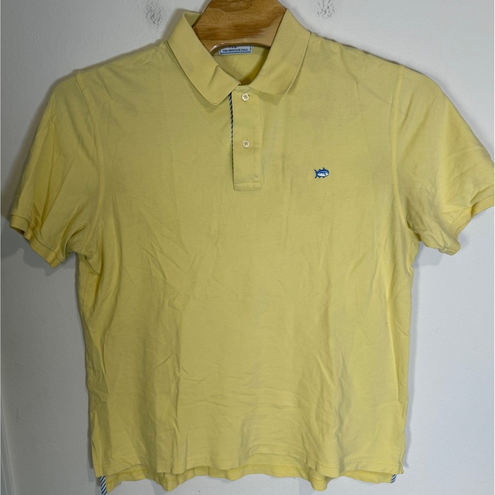 Southern Tide Skipjack Polo Shirt Short Sleeve Yellow Cotton Casual‎ Mens L 40 - Picture 4 of 9